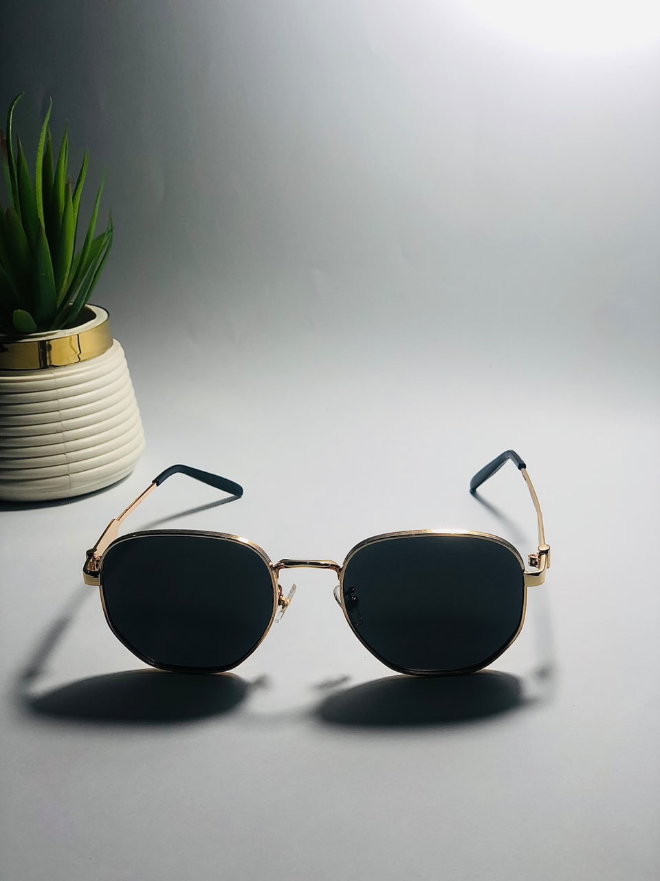 Hexagon Heritage Gold-Frame Sunglasses