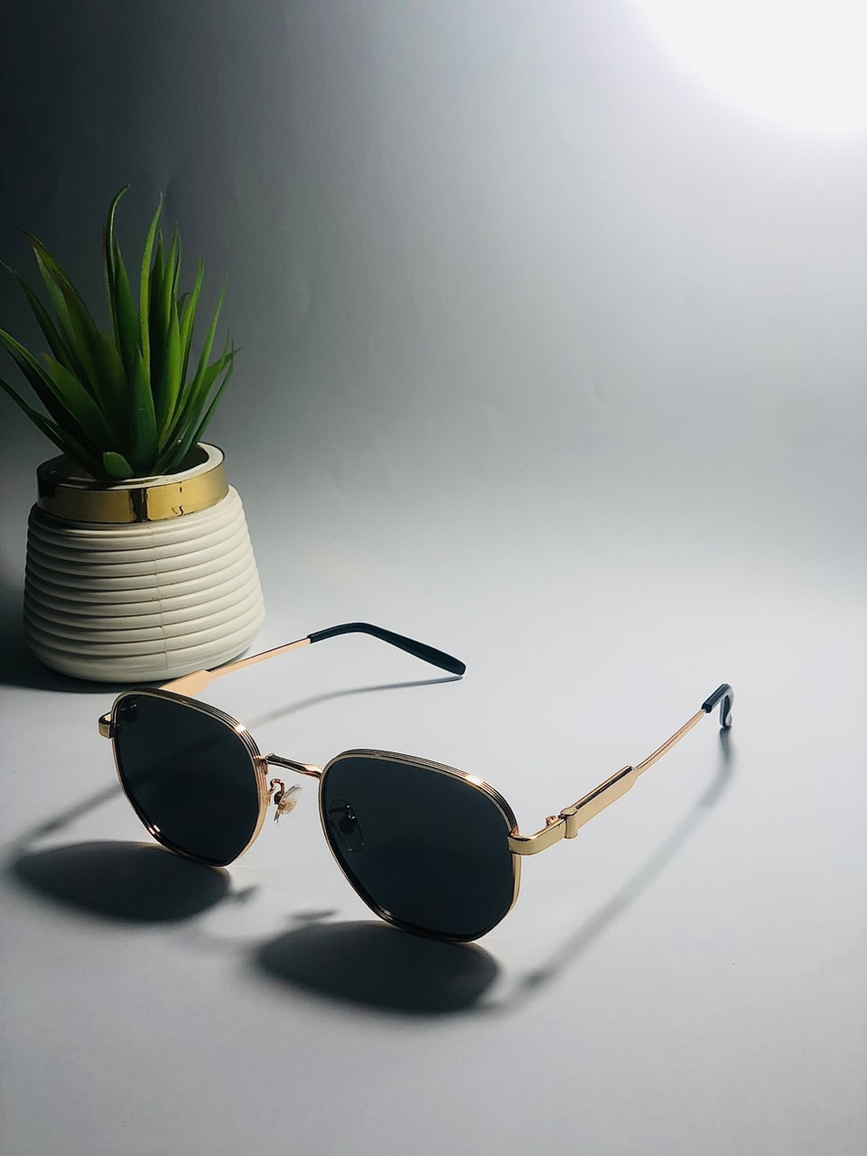 Hexagon Heritage Gold-Frame Sunglasses