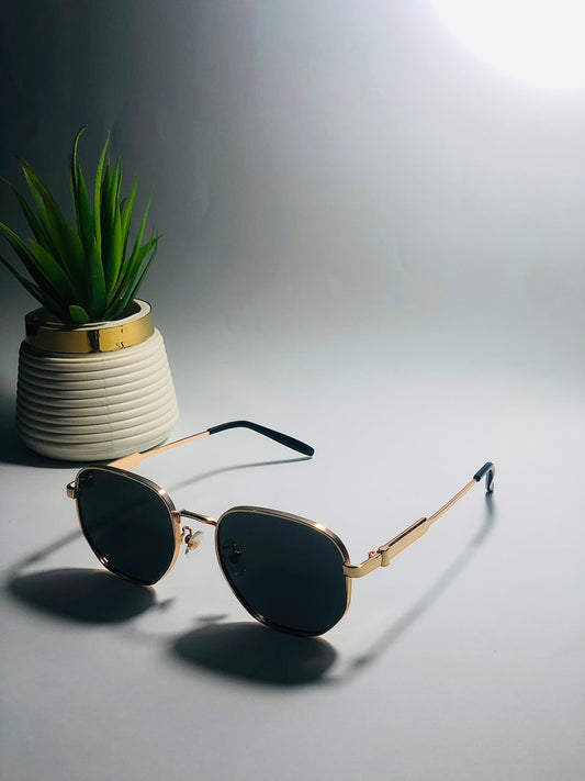 Hexagon Heritage Gold-Frame Sunglasses