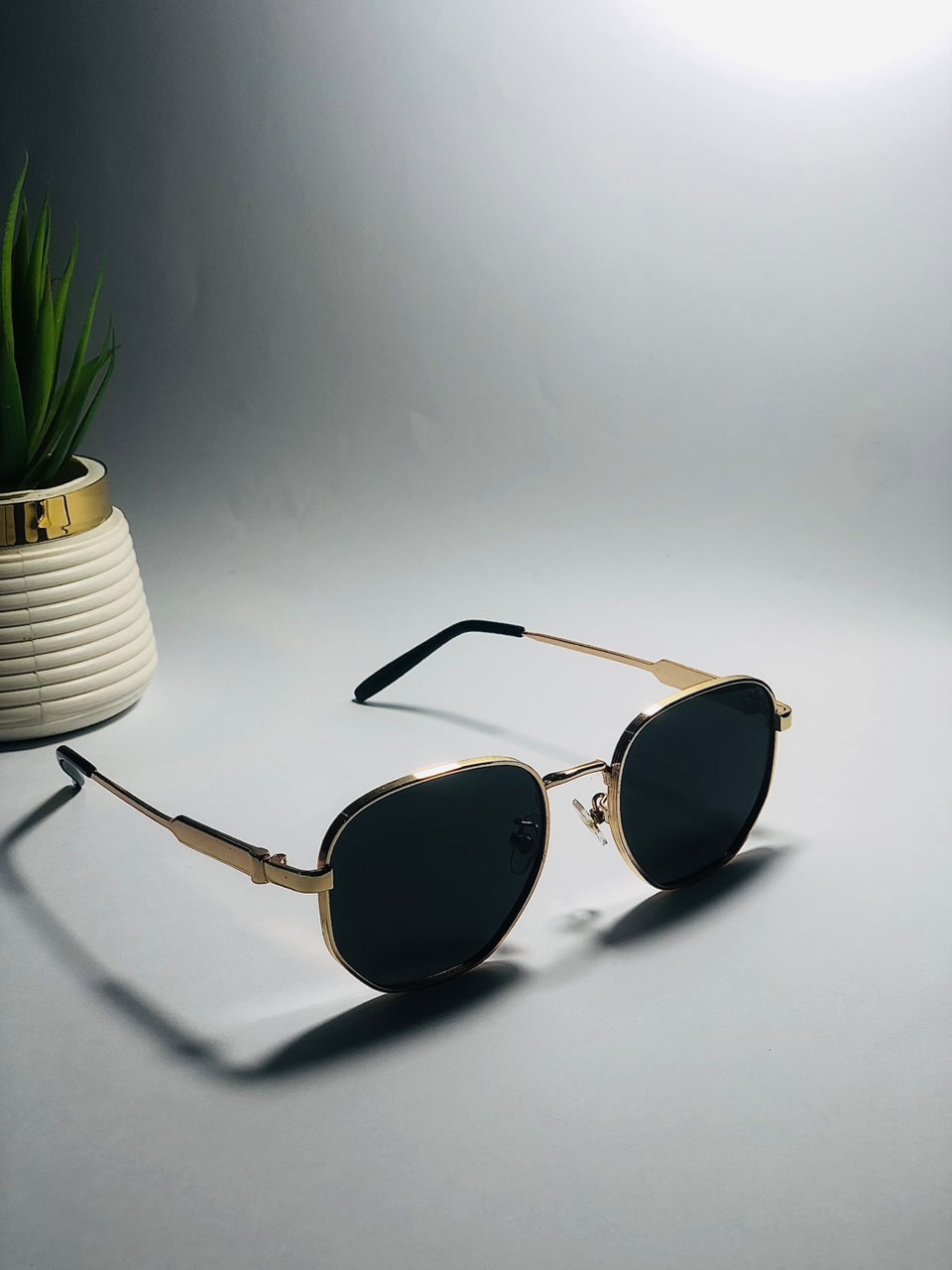 Hexagon Heritage Gold-Frame Sunglasses