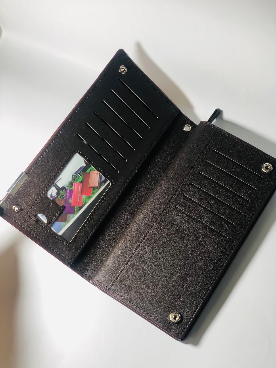 BALEBAILY Long Zipper & Snap Closure Leather Clutch Wallet